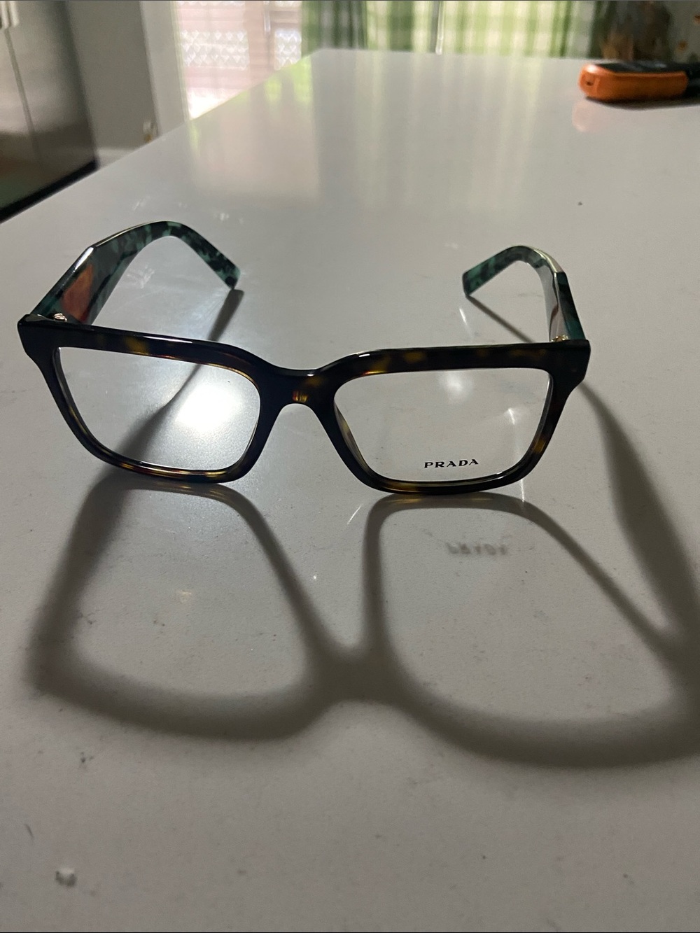 Prada Tortoise & Dark Green Rectangular Optical Glasses New without tags
